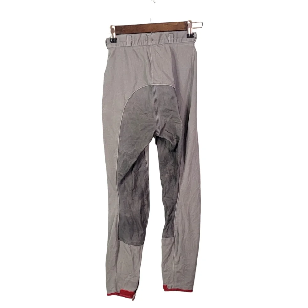 Euro-Star Gray Red Plaid Full Seat Suede Breeches Horse Riding Equestrian Pants